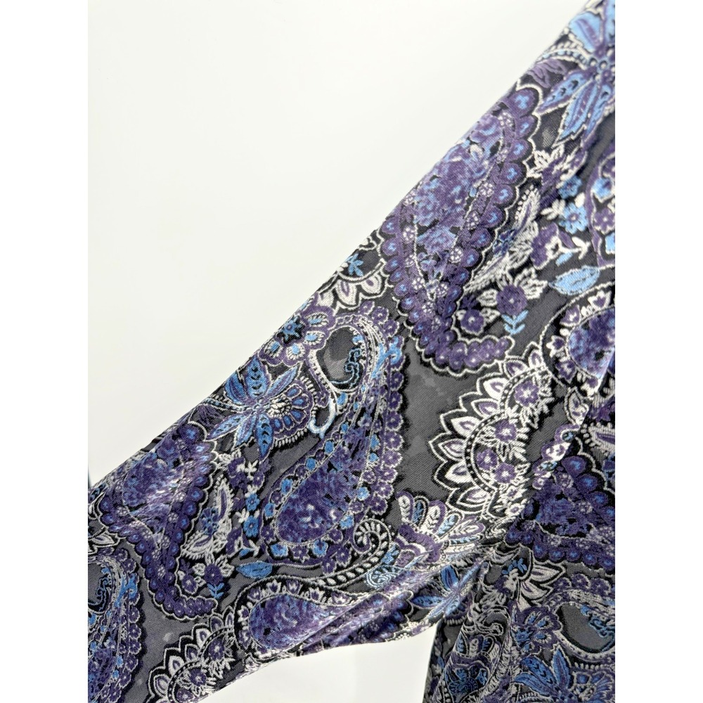 Avenue Tunic Blouse Size 30/32 Paisley Sheer Burnout Velvet Artsy Boho Softcore - Picture 3 of 8